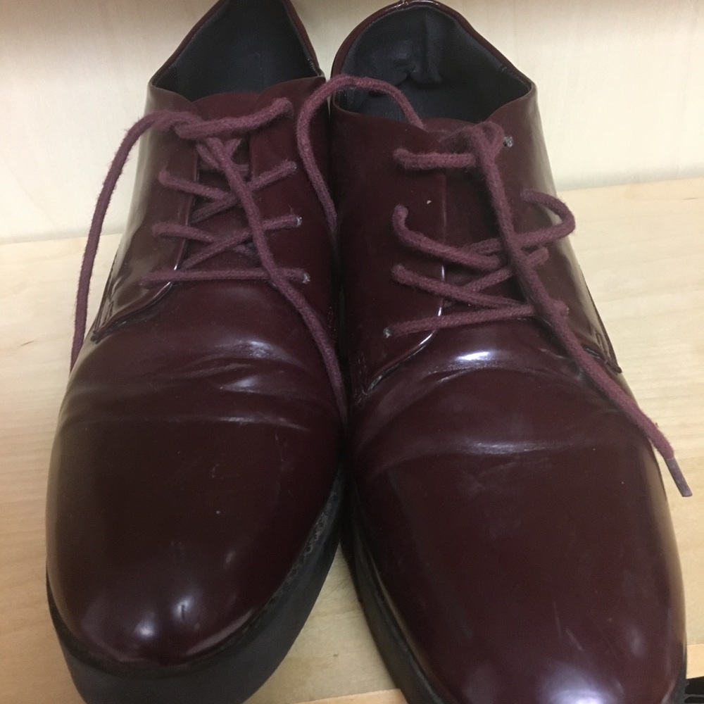 Burgundy oxford platforms